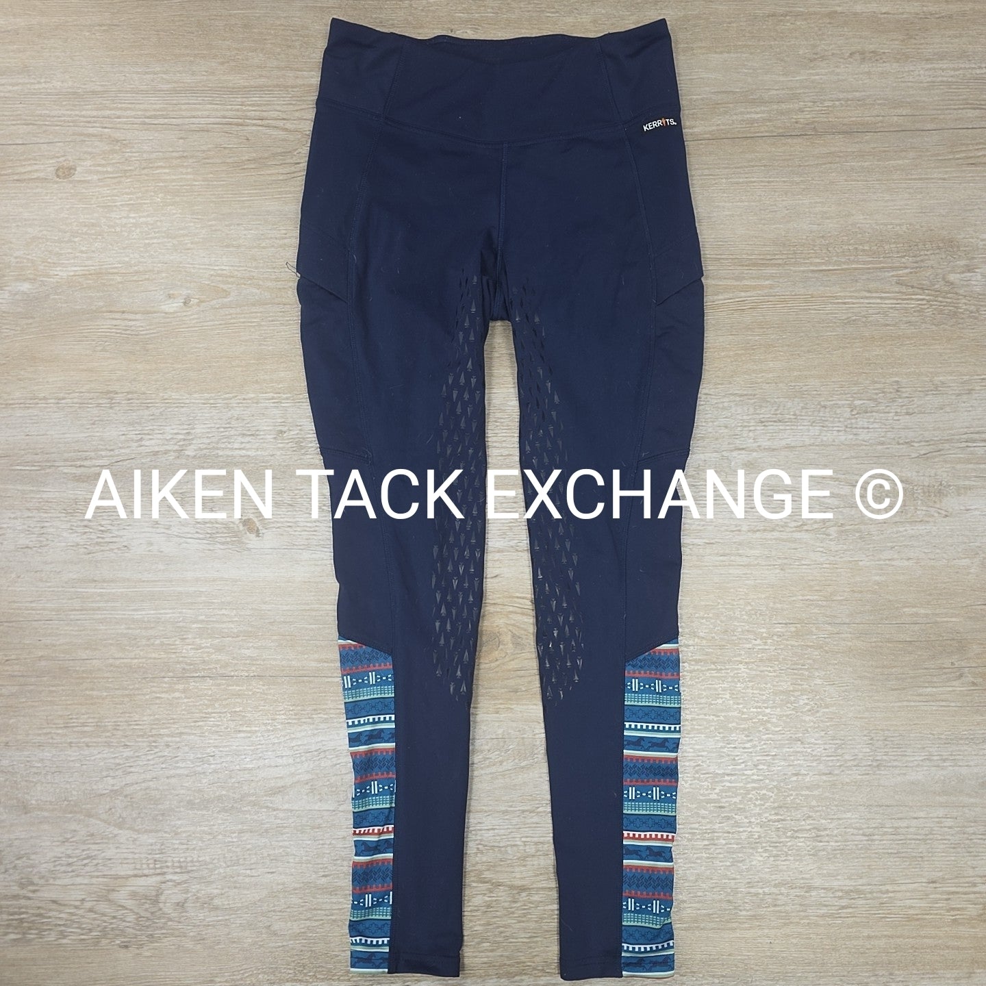 Kerrits Fleece Lite Silicone Grip Knee Patch Tights, Size Medium