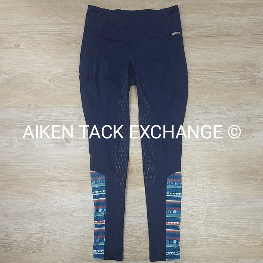 Kerrits Fleece Lite Silicone Grip Knee Patch Tights, Size Medium