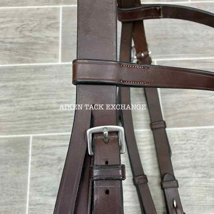KL Select Foxwell Flat Hunt Bridle with Matching Laced Reins, Brown, Size Full