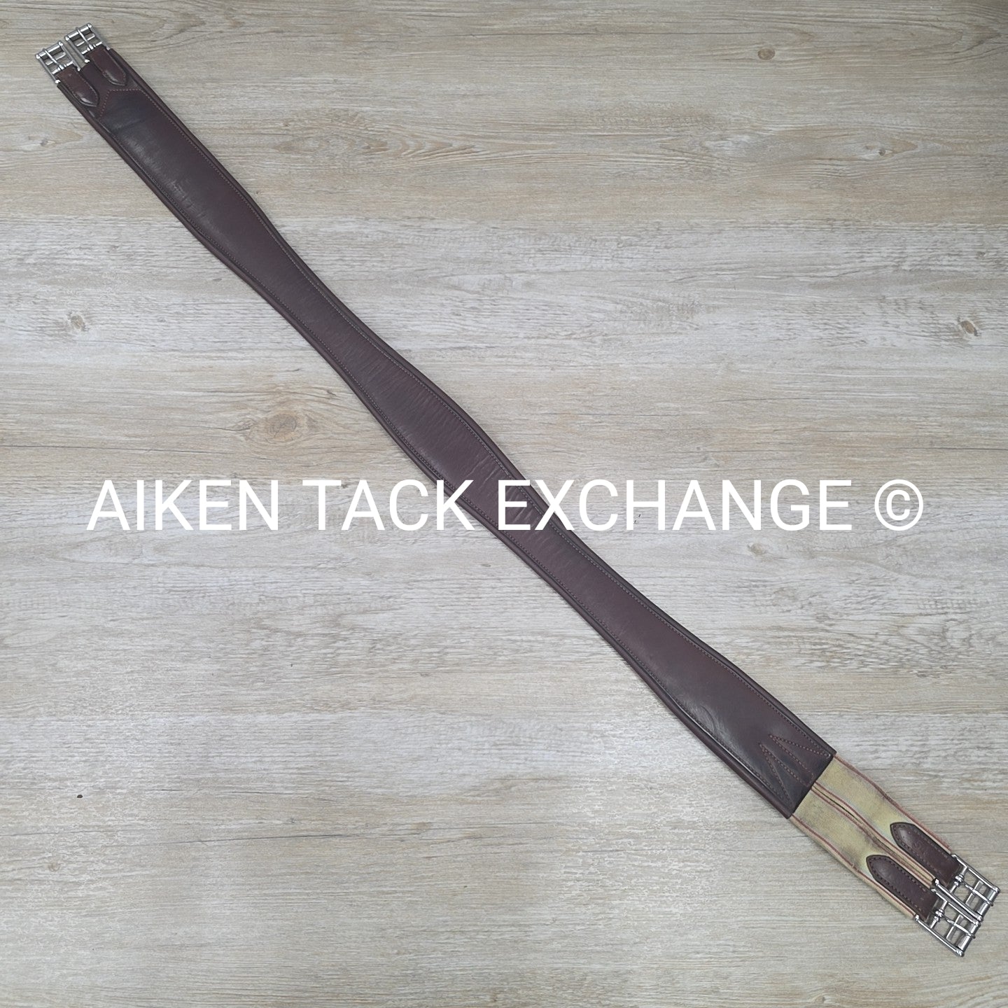 HFP Leather Girth with Single End Elastic, Brown, 54"