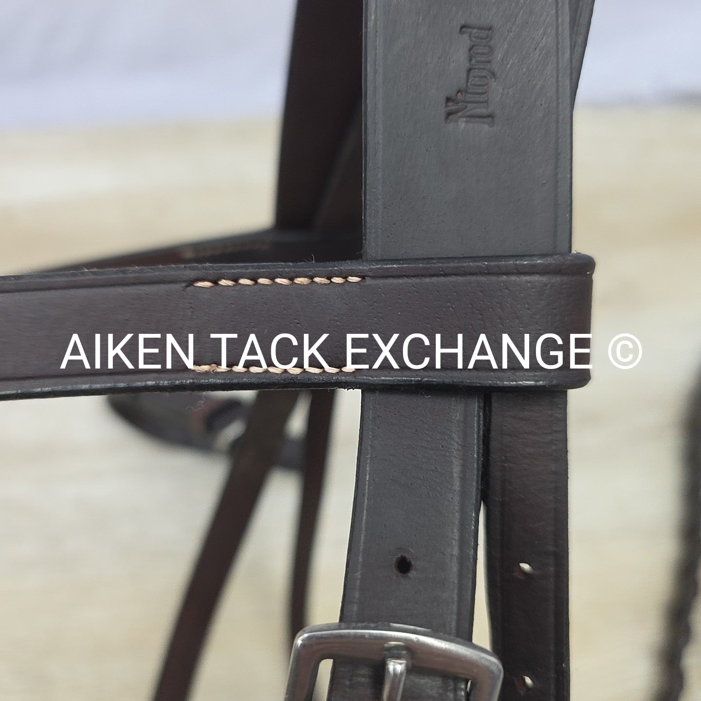 Horse Country Nimrod Flat Hunt Bridle with Laced Reins, Brown, Oversize