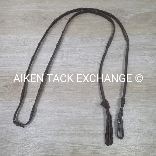 Dy'on Fancy Stitched Cotton Web Reins, Brown, Size Full