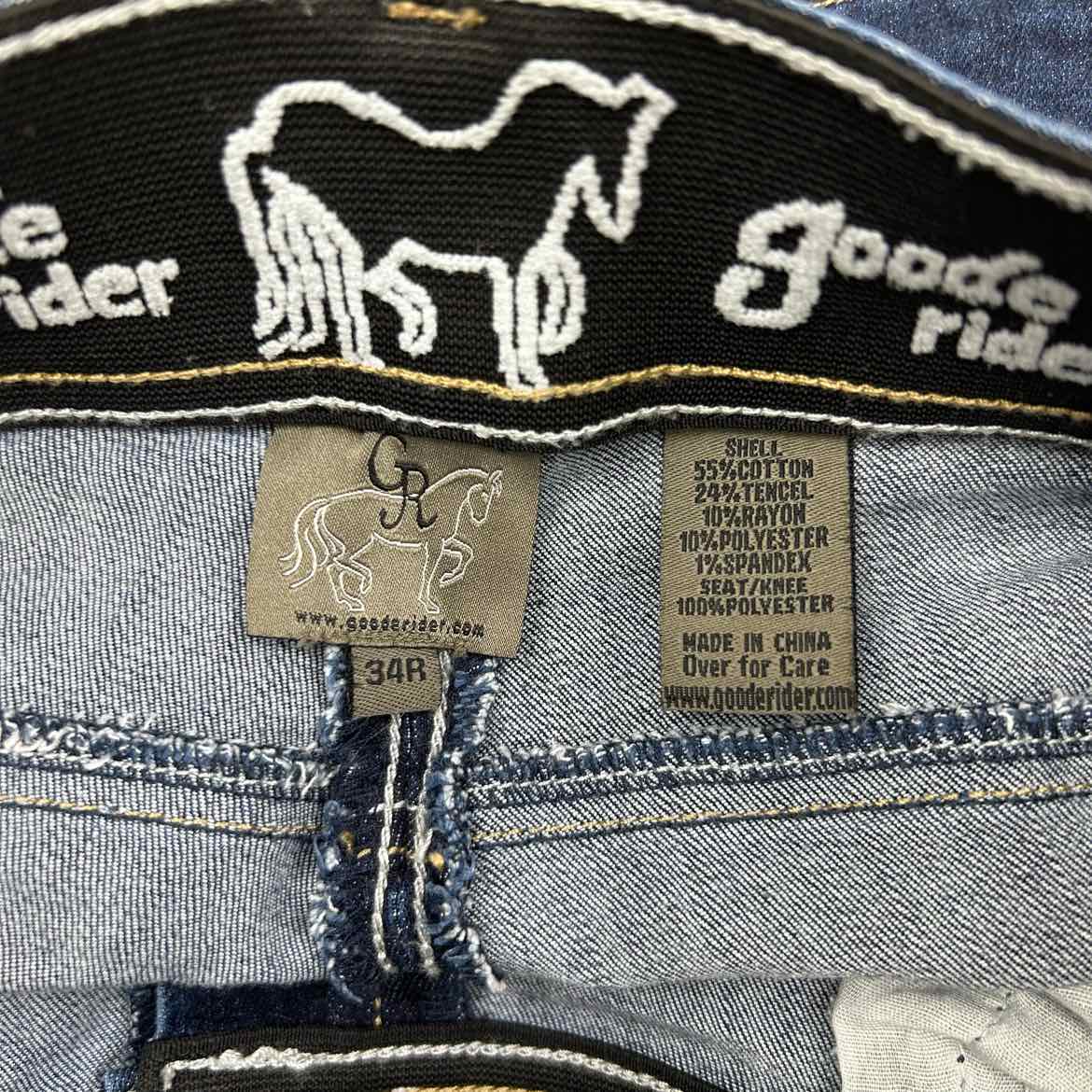 Goode Rider Denim Full Seat Breeches, Size 34