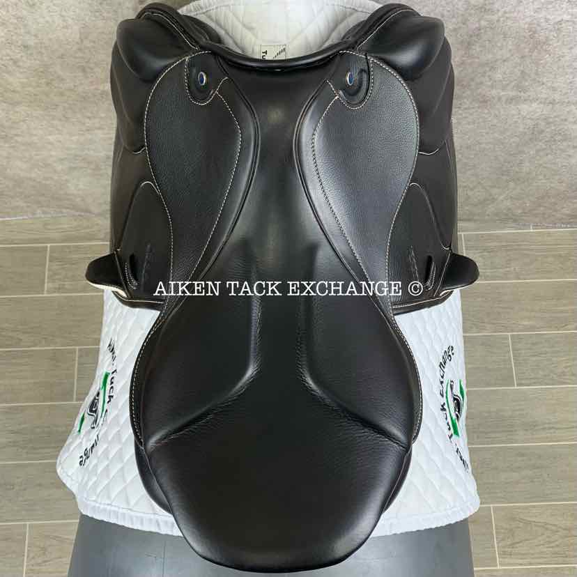 2021 Stubben Zaria Optimum Monoflap Jump Saddle, 17.5" Seat with Biomex, Short Flap, 27 cm Tree - Narrow, Wool Flocked Panels