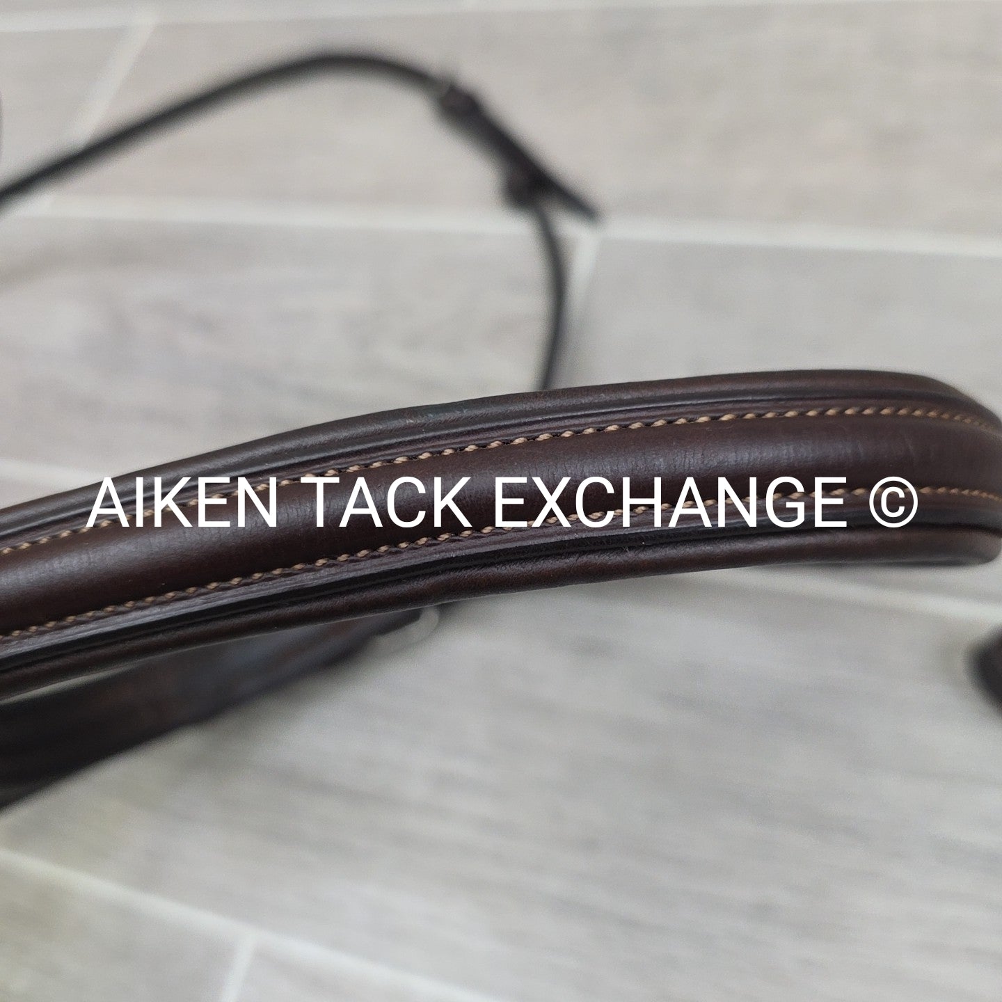 Plain Raised Noseband with Matching Browband, Brown, Size Full