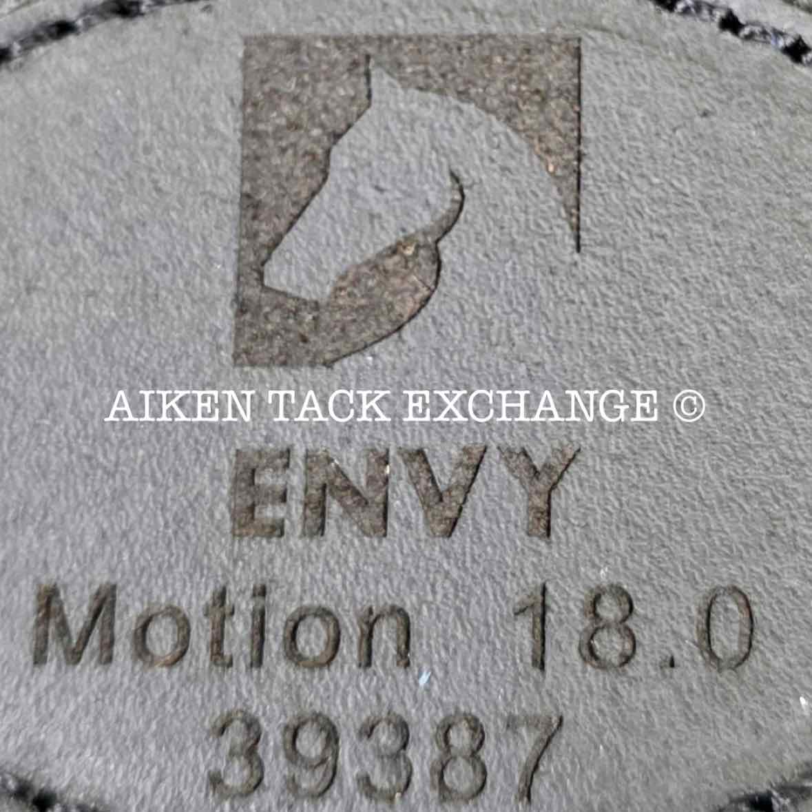 2023 Envy by Custom Saddlery Motion Monoflap Dressage Saddle, 18" Seat, Adjustable Tree, Wool Flocked Panels