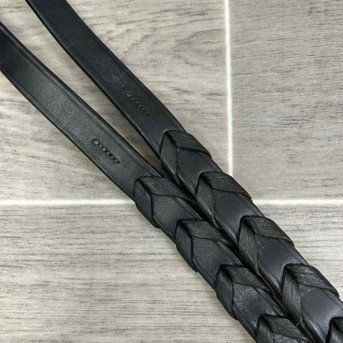 Flat Laced Reins, Black, 53"