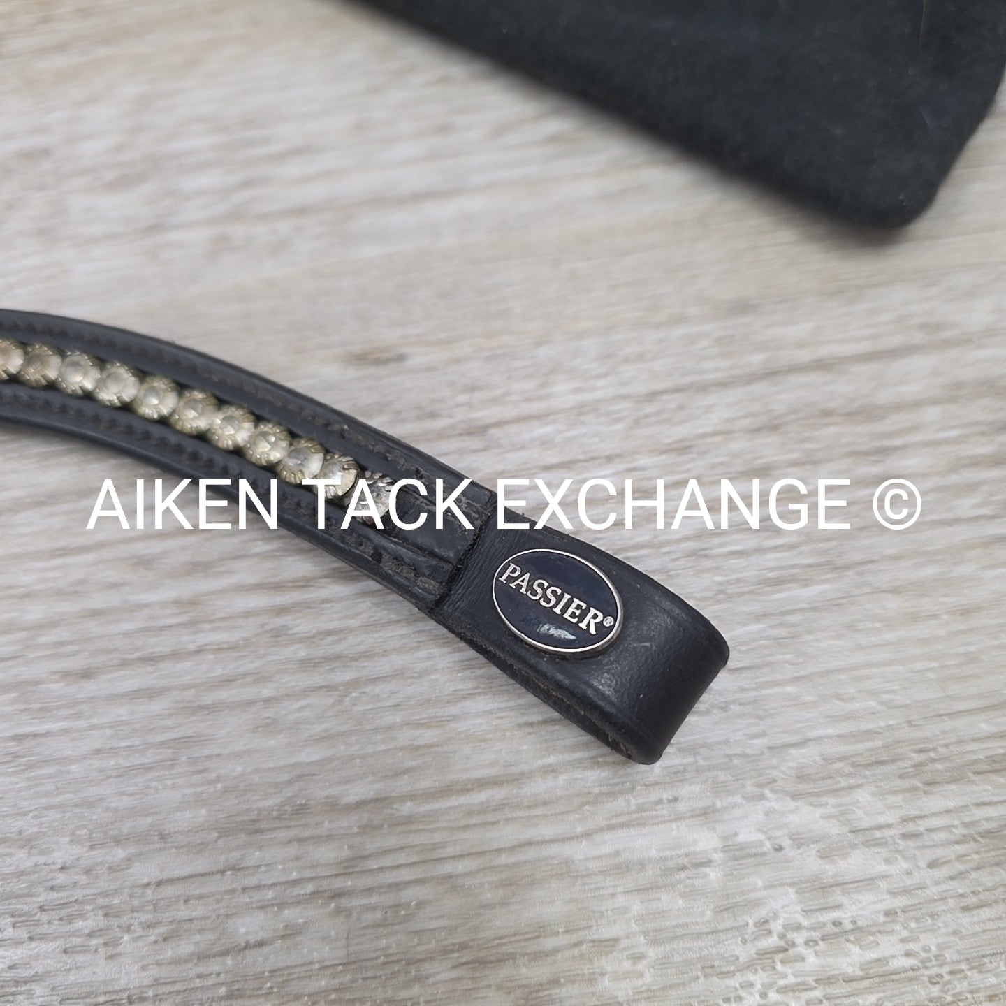 Passier Waved Big Stone Browband with Otto Schumacher Cover, Black & Clear, 17.5