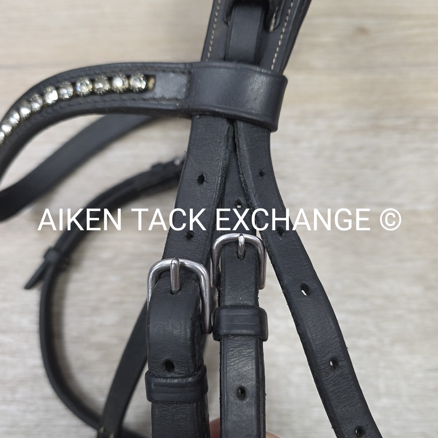 CWD Anatomic French Noseband Bridle with Fancy Stitching & Bling Browband, Black