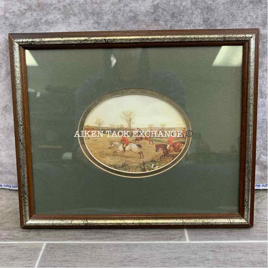 Framed Foxhunting Print, 11" x 9"