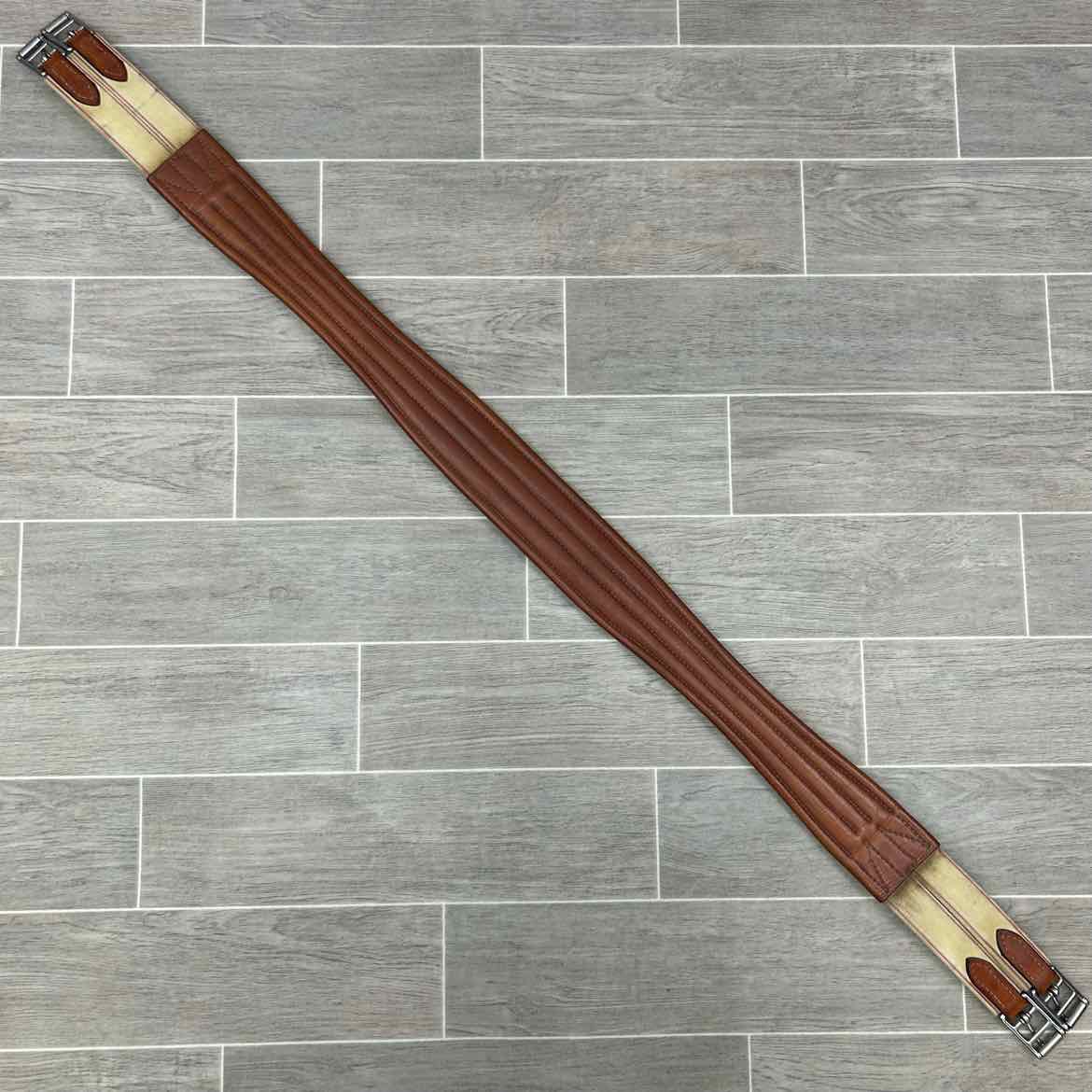Edgewood Fancy Stitched Girth with Double End Elastic, Brown, 56"