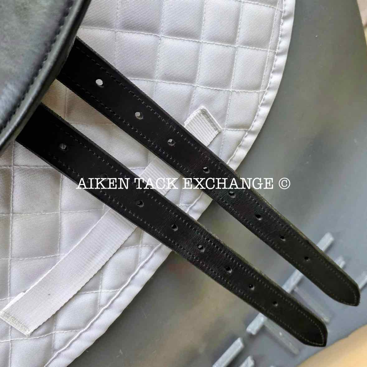 English Dressage Saddle, 17" Seat, Short Flap, Wide Tree, Wool Flocked Panels