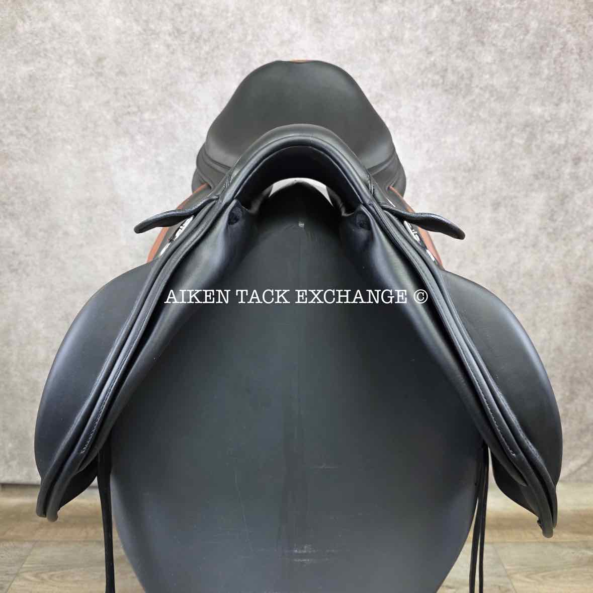 **SOLD** 2024 Prestige Chris Burton K Monoflap Jump Saddle, 17" Seat, 34 Tree -  M/MW, Wool Flocked Panels