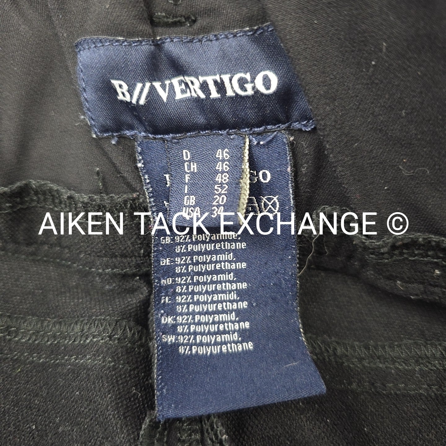 B. Vertigo Full Seat Silicone Grip Breeches, Size 34