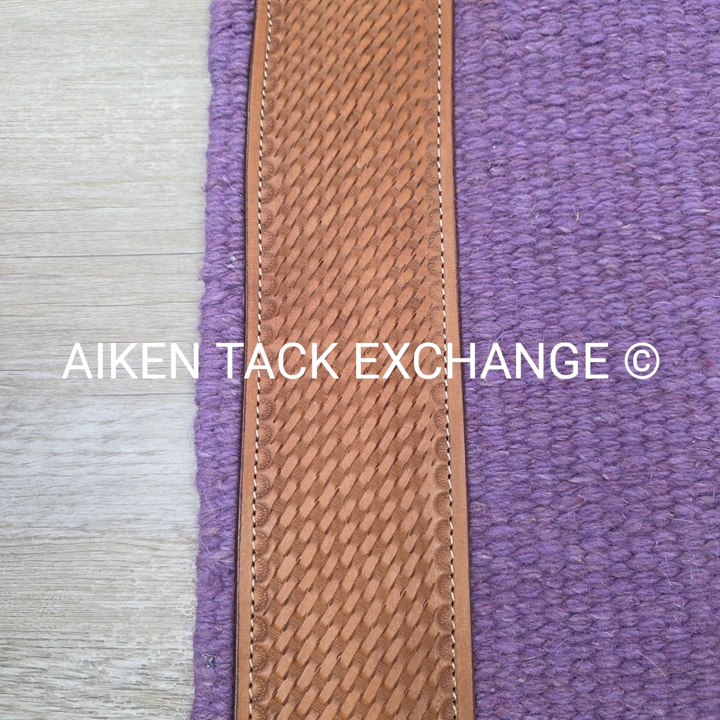 Western Saddle Blanket with Leather Detail, 34" x 36"