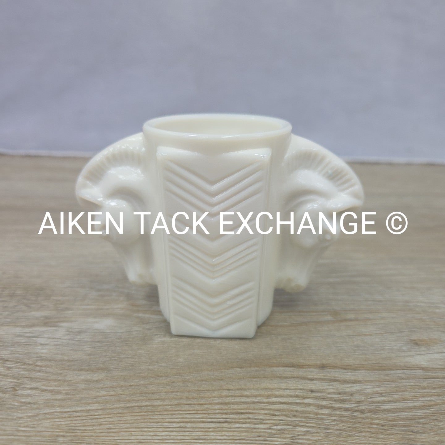 Macbeth Evans Double Horse Head Milk Glass Vase, Vintage