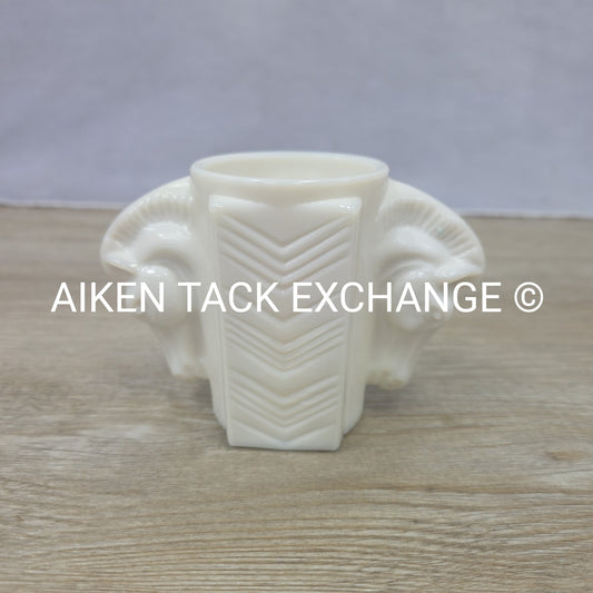 Macbeth Evans Double Horse Head Milk Glass Vase, Vintage