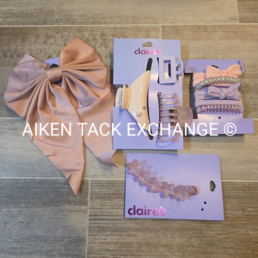 Claire's Hair Bundle - 4 Claw Clip, 1 Hair Clip, 1 Pack of Hair Ties