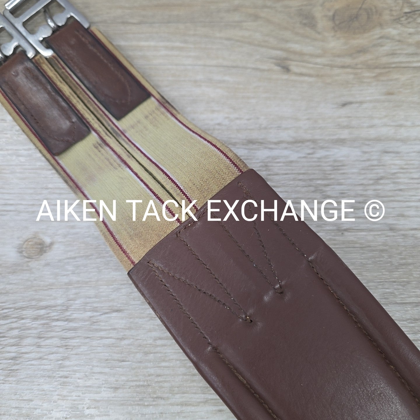 Leather Girth with Single End Elastic, Brown, 52"
