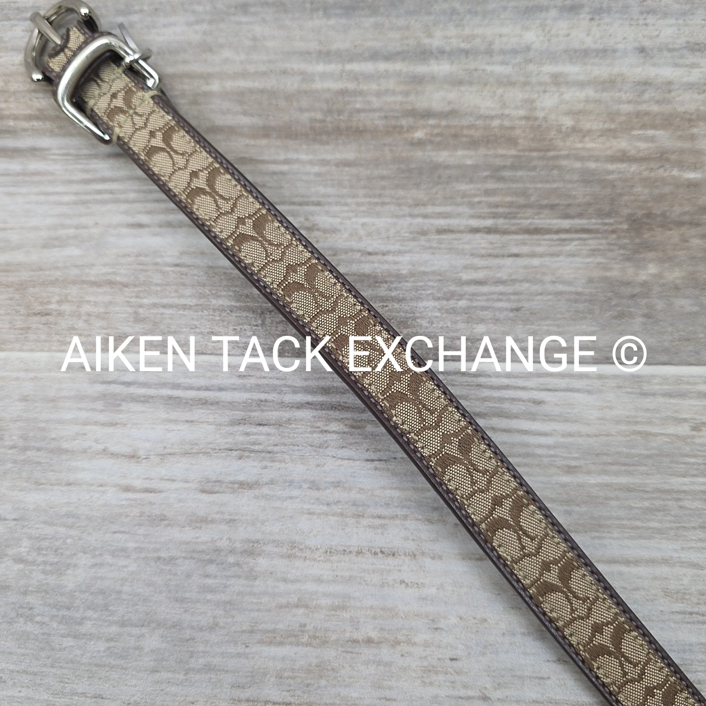 Coach Canvas Dog Collar w/ Matching Leash, Size Small