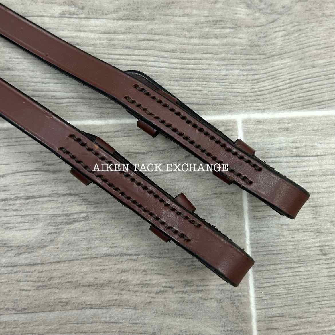 Rubber Lined Curb Reins, Brown, 53"