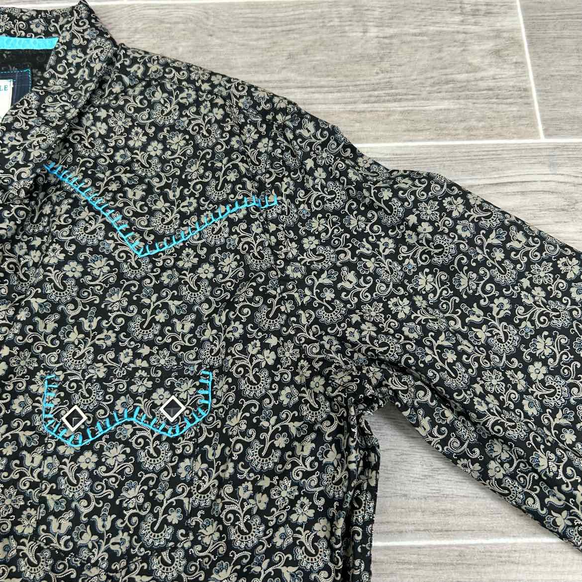 Rough Stock by Panhandle Long Sleeve Western Snap Top, Size Large
