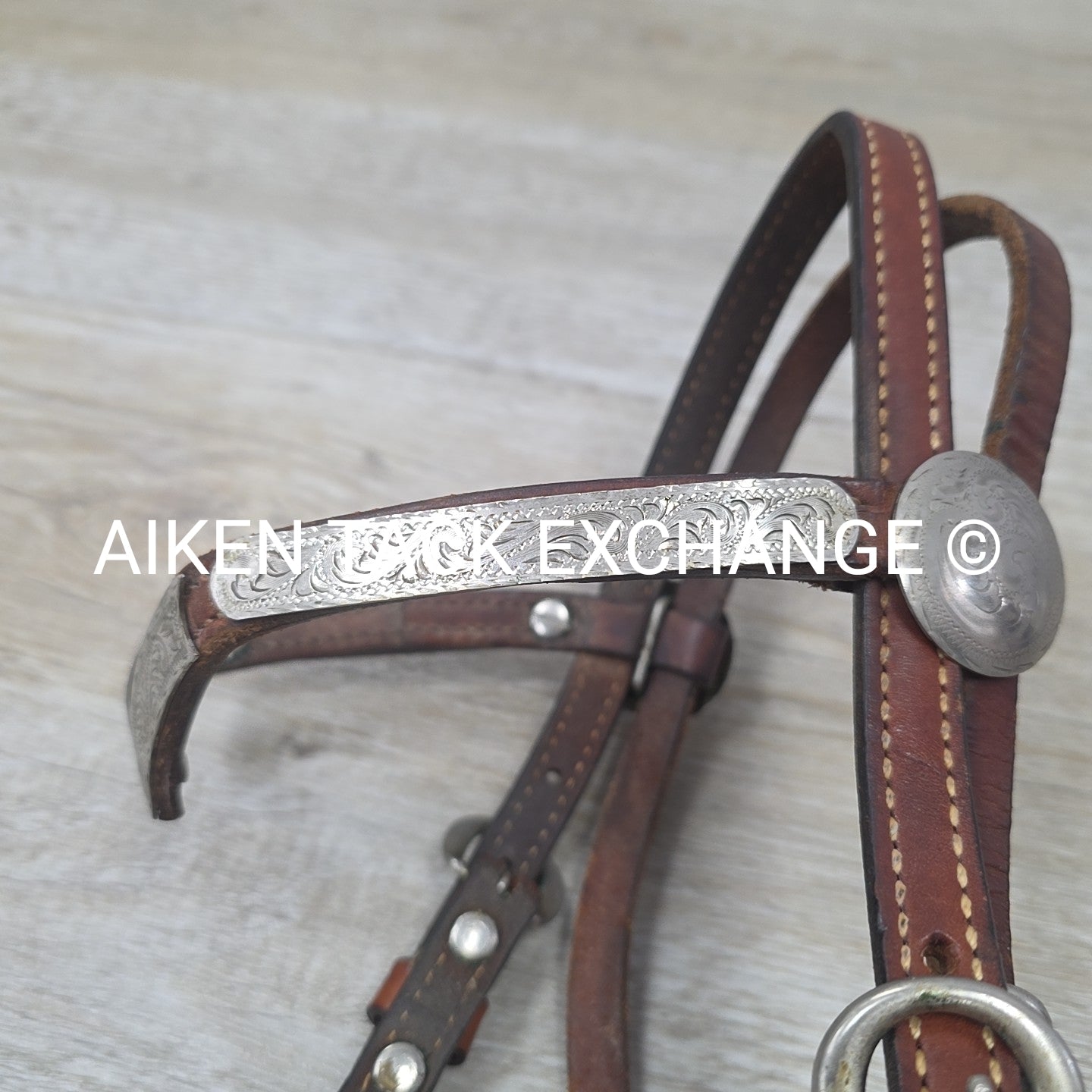 Tory Leather Silver V-Brow Western Headstall, No Reins