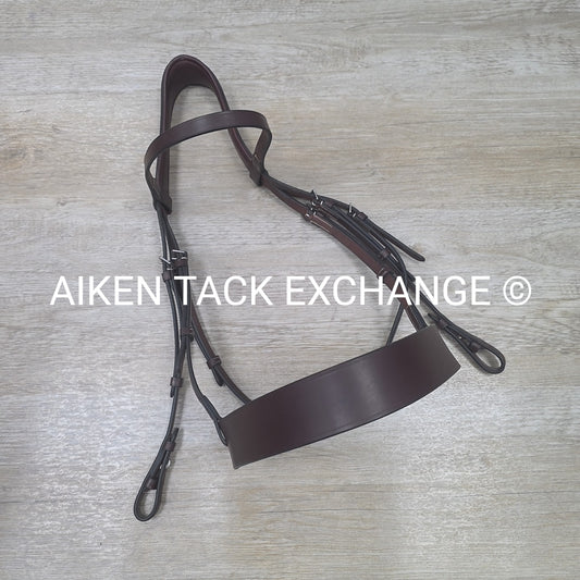 Monocrown Flat Hunt Bridle, No Reins, Brown, Oversize