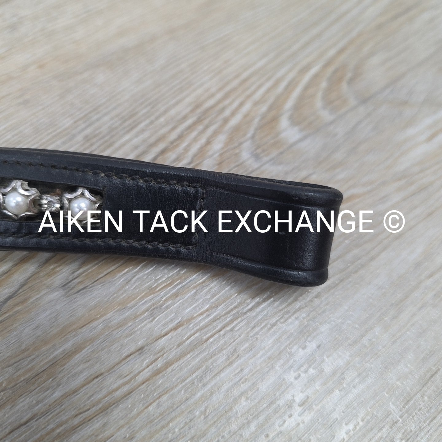 Curved Padded Bling Browband, Black, 17"