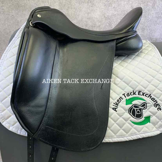 **SOLD** 2010 Custom Saddlery Everest Monoflap Dressage Saddle, 18" Seat, Adjustable Tree, Wool Flocked, Buffalo Leather