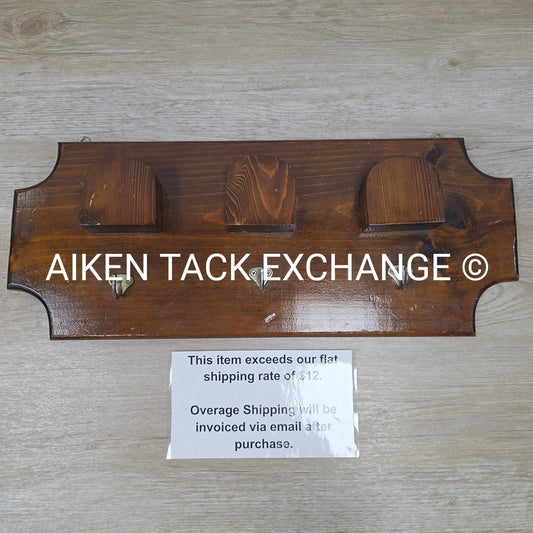 Hanging Wood Bridle Rack, Holds 3