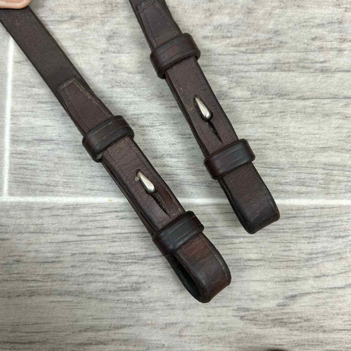 CWD Raised Fancy Stitched Noseband with Matching Laced Reins, Brown, Size Full (