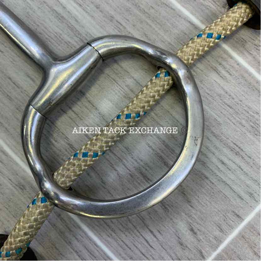 Single Joint Eggbutt Large Ring Polo Gag Bit w/ Rope Cheek Pieces 5.75"