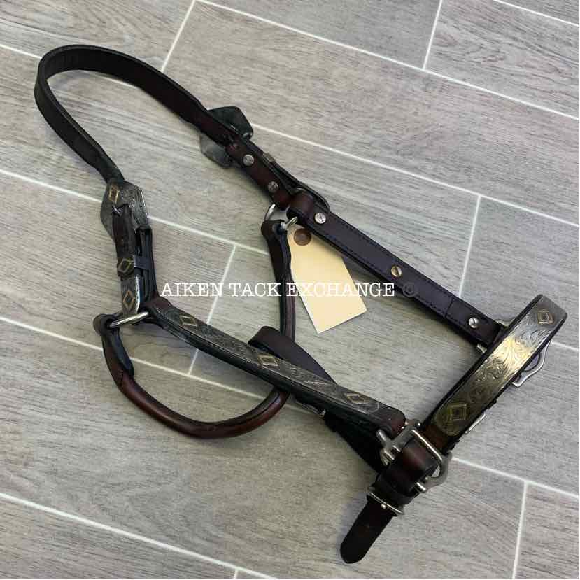 Tory Leather Silver Plated Diamond Show Halter, Size Full