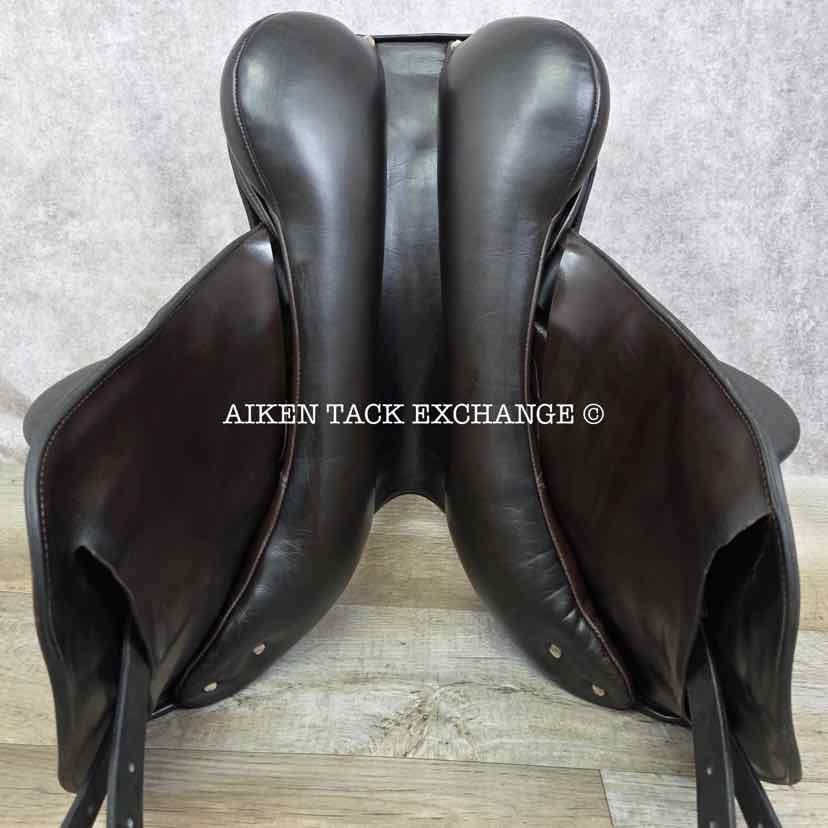 **SOLD** 2015 Custom Saddlery Monte Carlo Monoflap Jump Saddle, 18" Seat, Adjustable Tree, Wool Flocked Panels