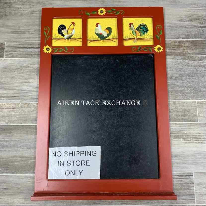 Handpainted Rooster Chalkboard with Rail, 17.5" x 26"