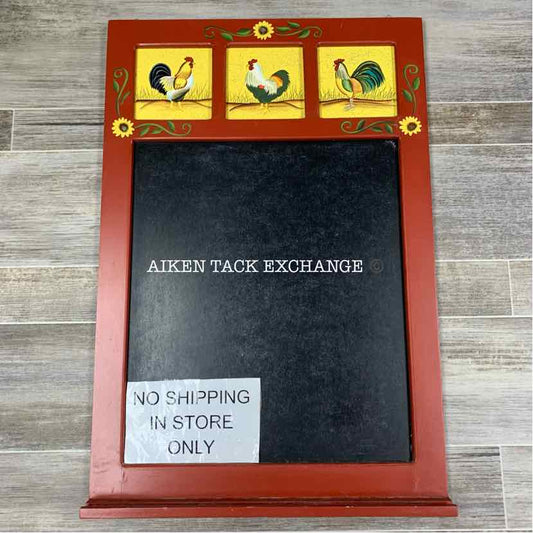 Handpainted Rooster Chalkboard with Rail, 17.5" x 26"