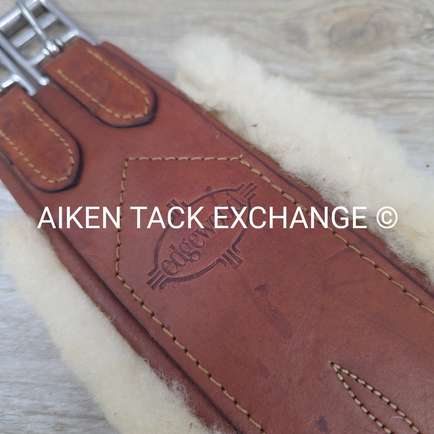 Edgewood Fancy Stitch Velcro Sheepskin Girth with Single End Elastic, Brown, 48"