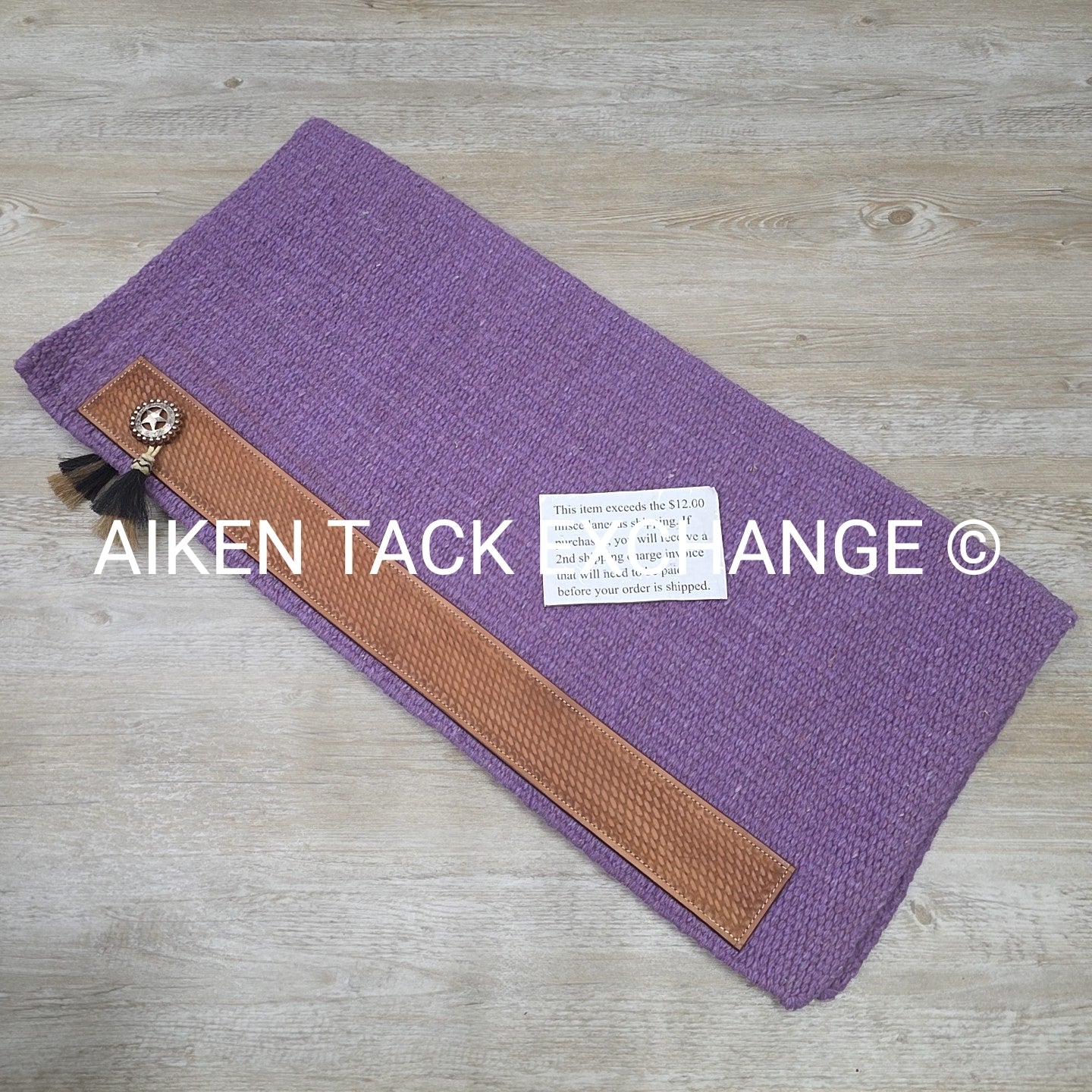 Western Saddle Blanket with Leather Detail, 34" x 36"