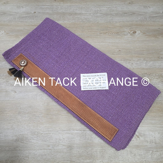 Western Saddle Blanket with Leather Detail, 34" x 36"