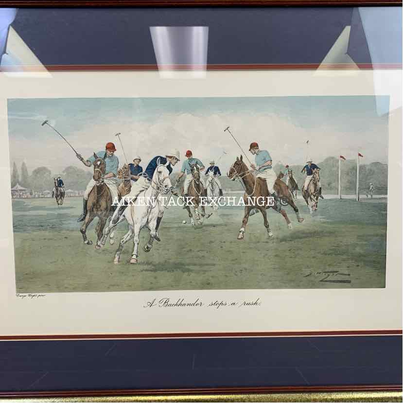 A backhander Stops a Rush" Polo Match Limited Edition painting by George Wright