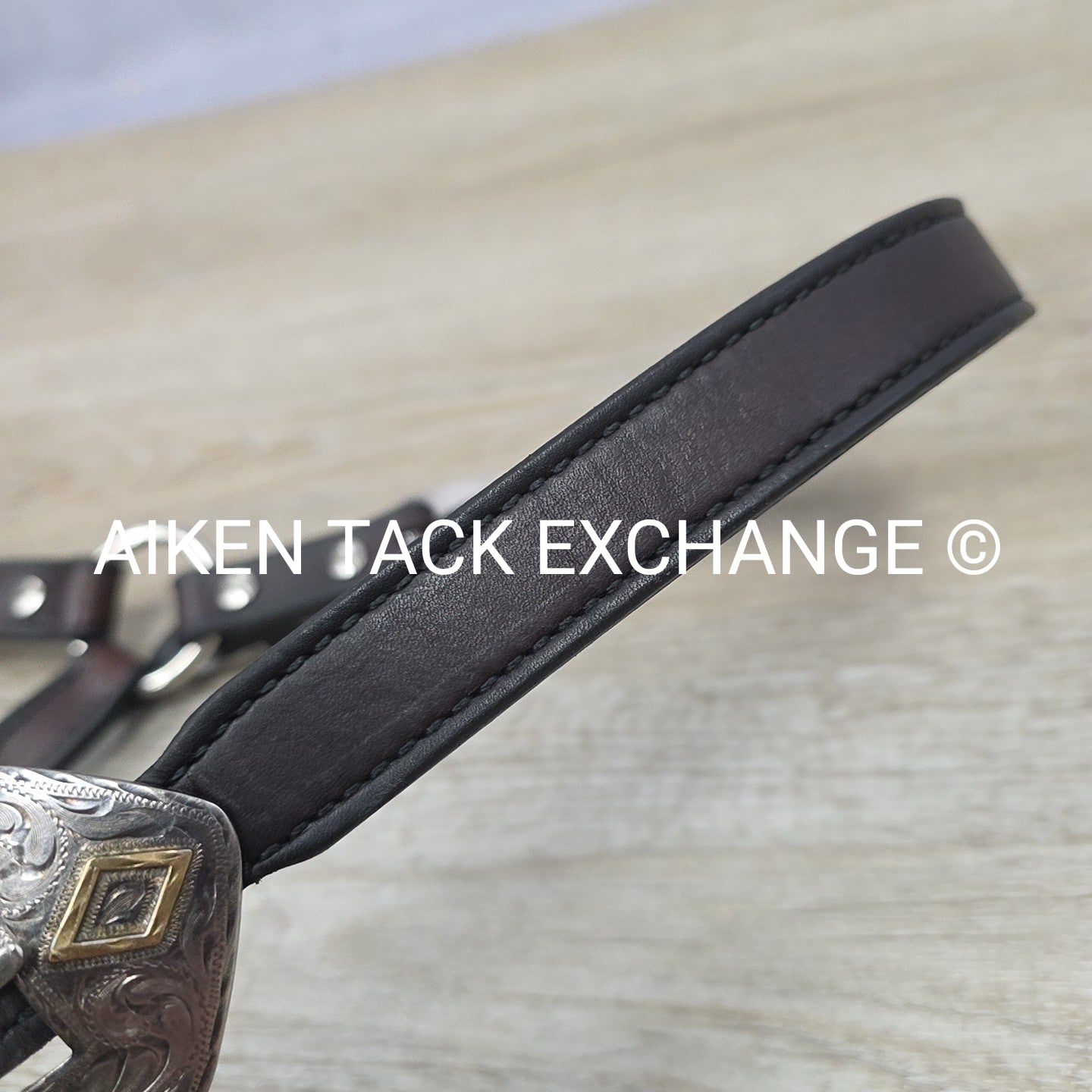 Tory Leather Silver Plated Diamond Show Halter, Size Full