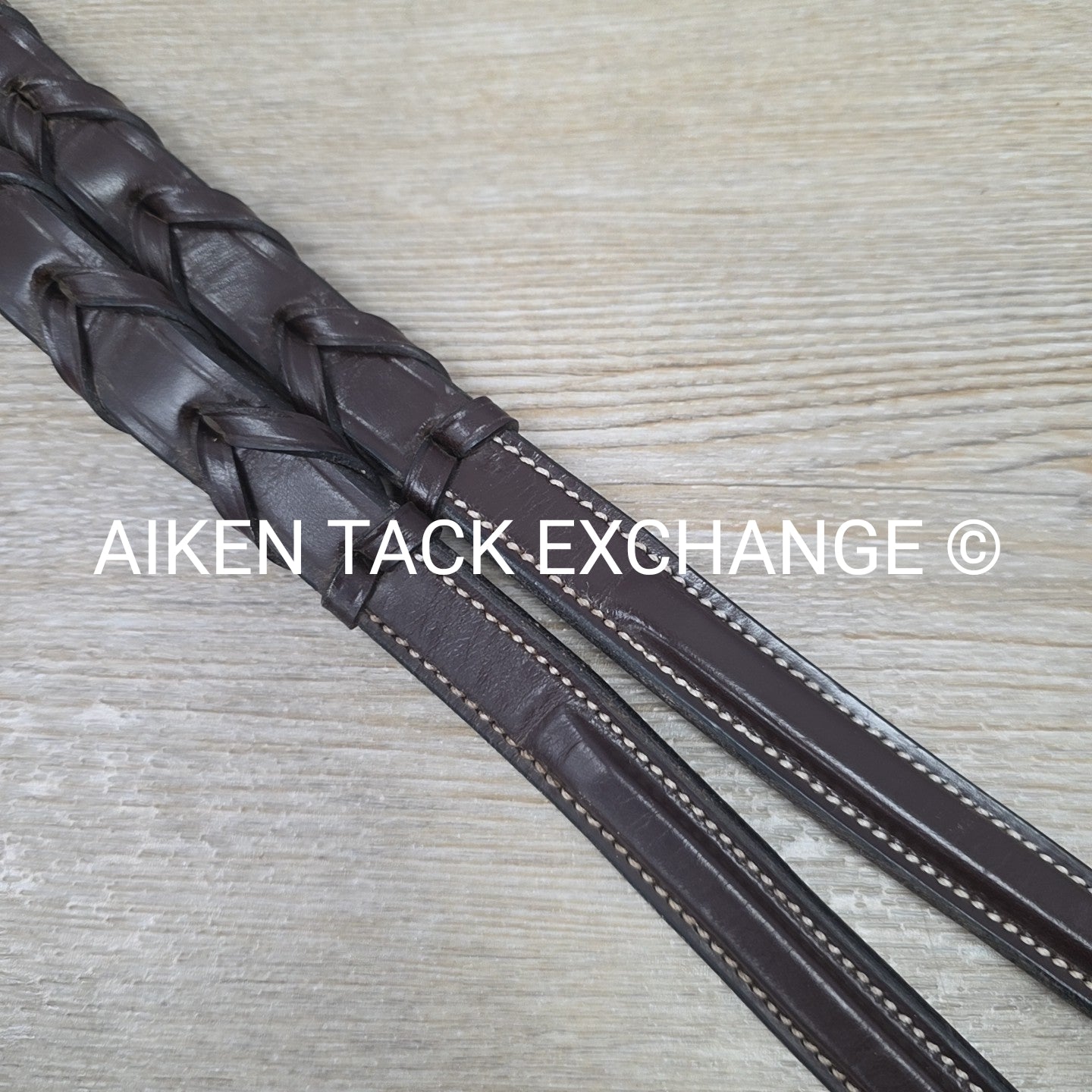 KL Select Black Oak Fancy Stitched Square Raised Laced Reins, Brown, 55"