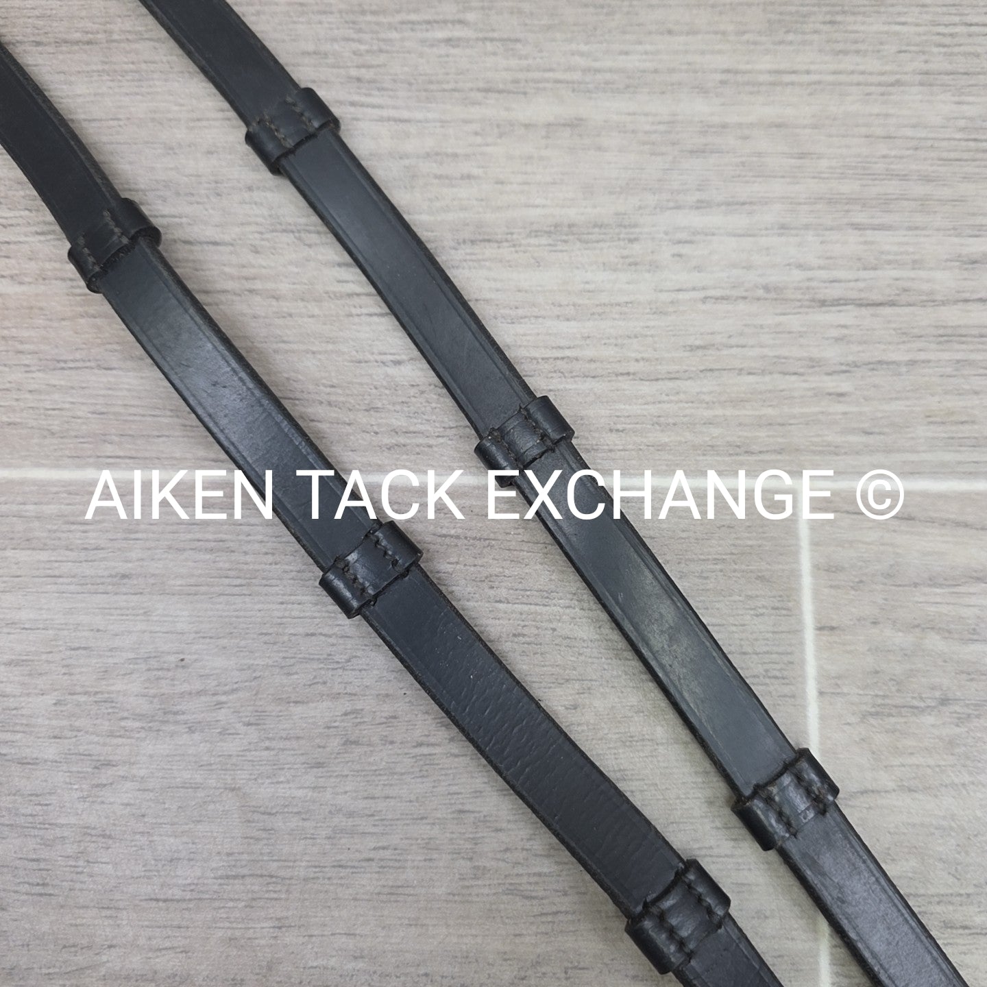 Leather Reins with Hand Stops, Black, Size Full
