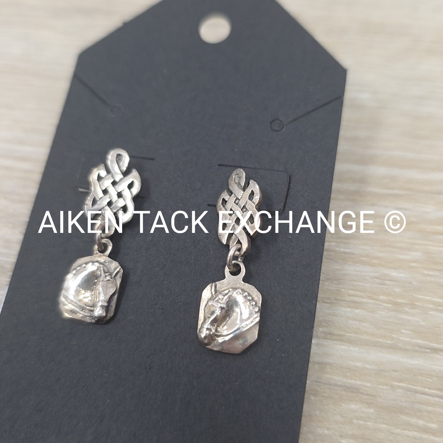 Sterling Silver Celtic Knot Horse Head Earrings