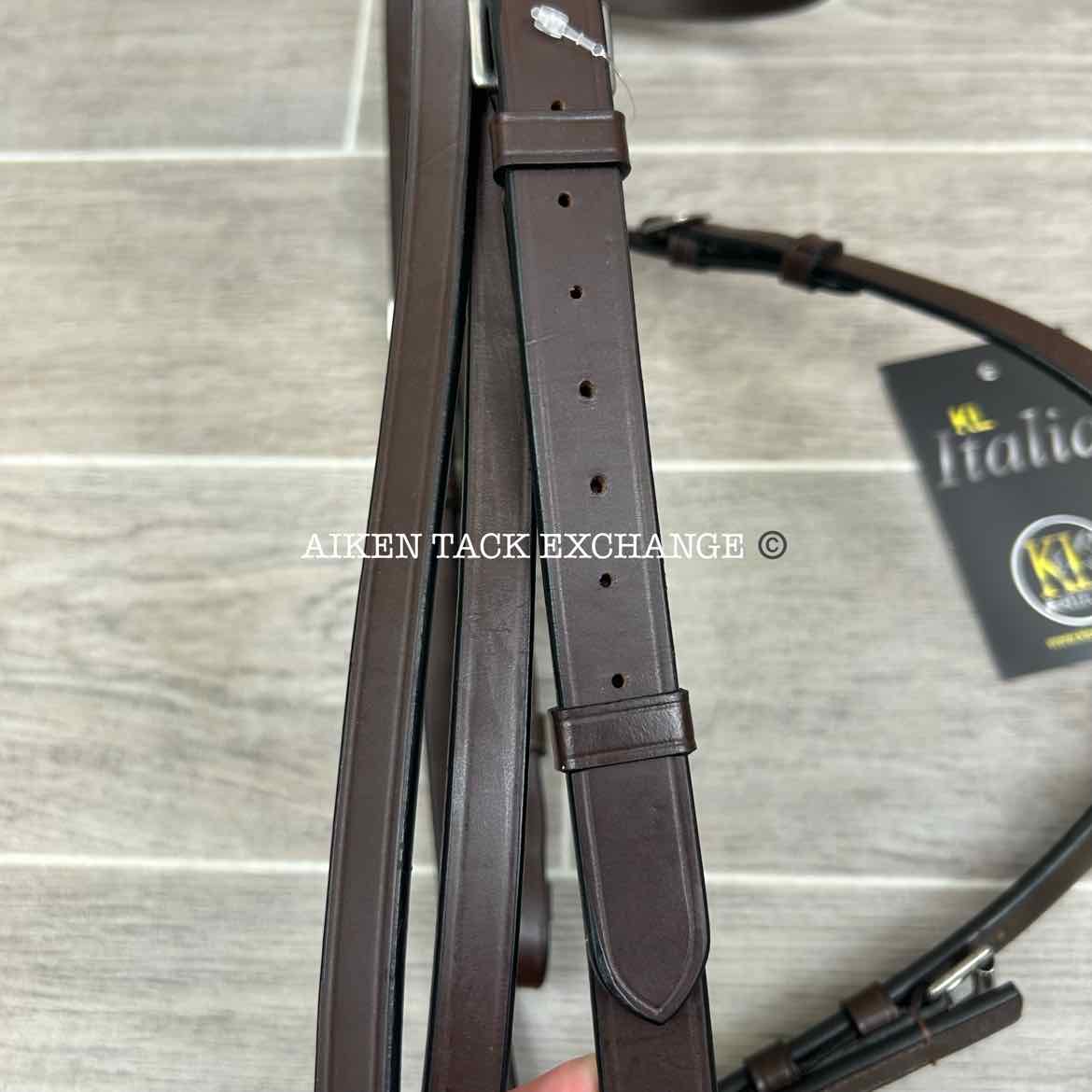 KL Select KL Italia Foxwell Hunt Bridle with Reins, Brown, Size Full