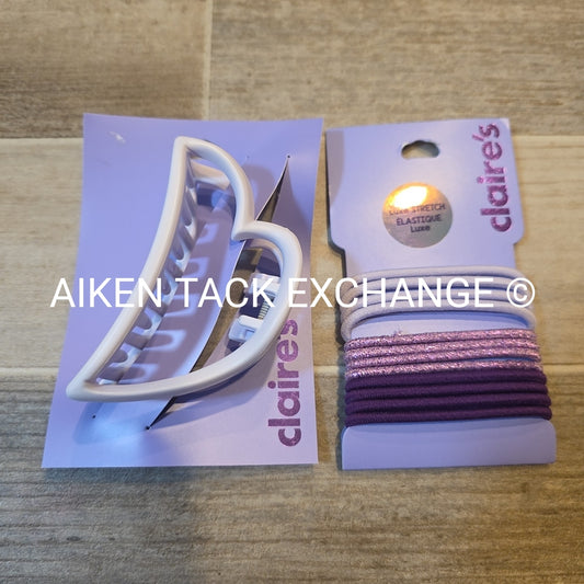 Claire's Hair Bundle - 1 Claw Clip, 1 Pack of Hair Ties
