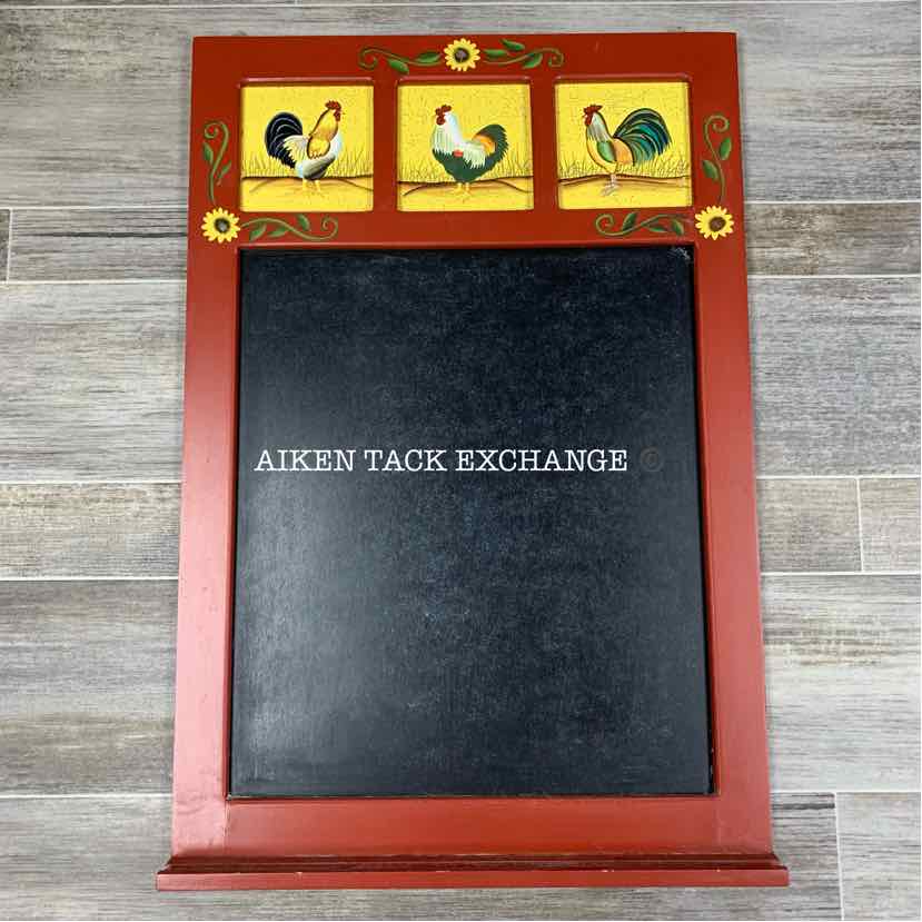 Handpainted Rooster Chalkboard with Rail, 17.5" x 26"
