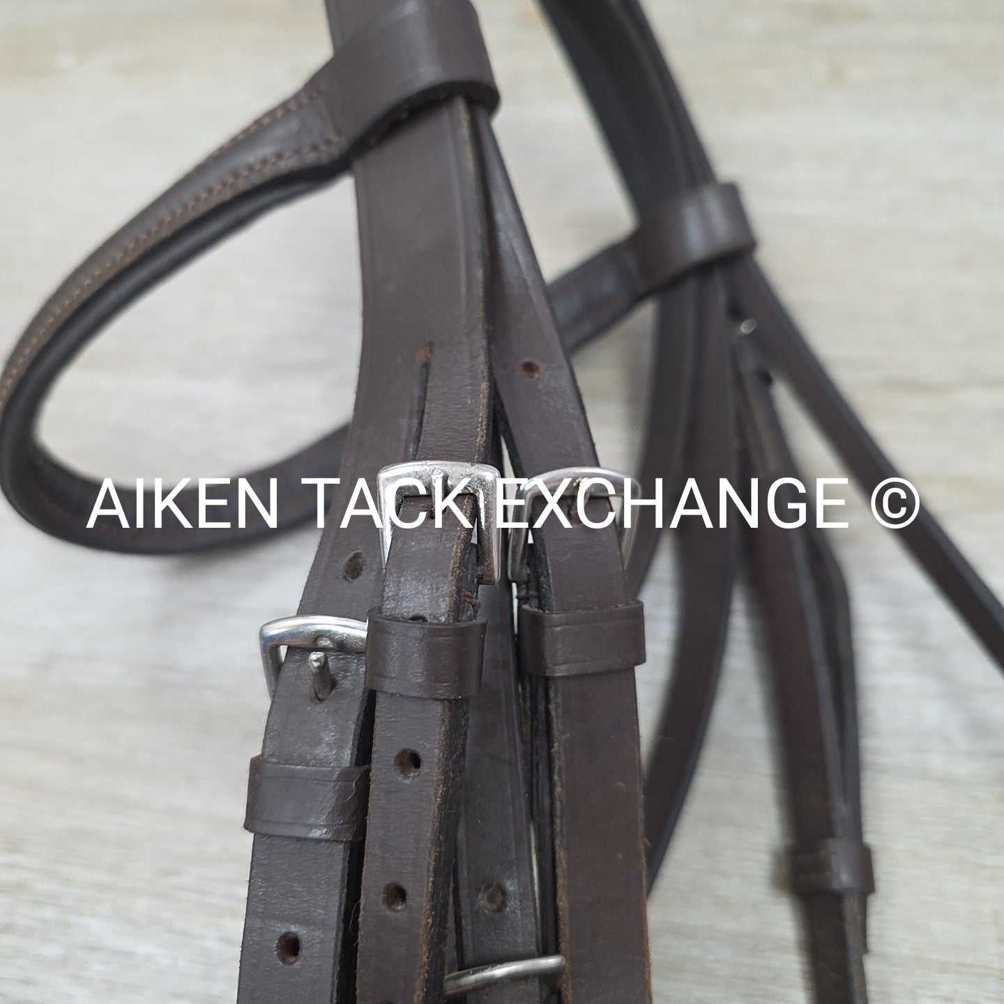 Plain Raised Weymouth Double Bridle with Curb Rein, Brown, Size Full