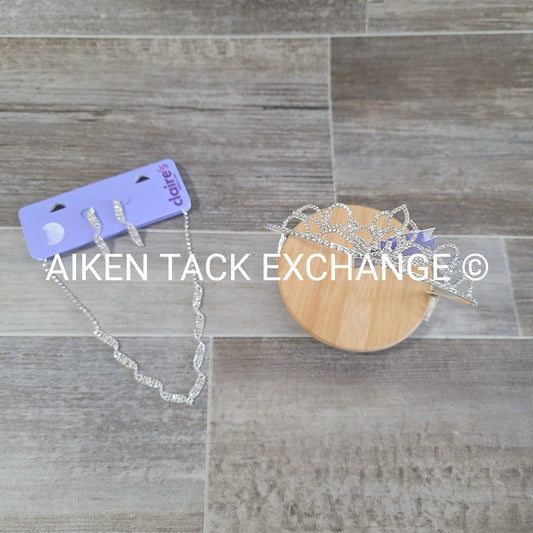 Claire's Bundle - 1 Tiara, 1 Set of Earrings, 1 Necklace